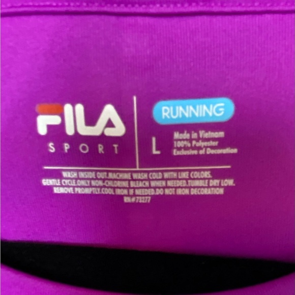 FILA Sport Running Short Sleeve Top NWT Size L Purple Reflective - Picture 6 of 8